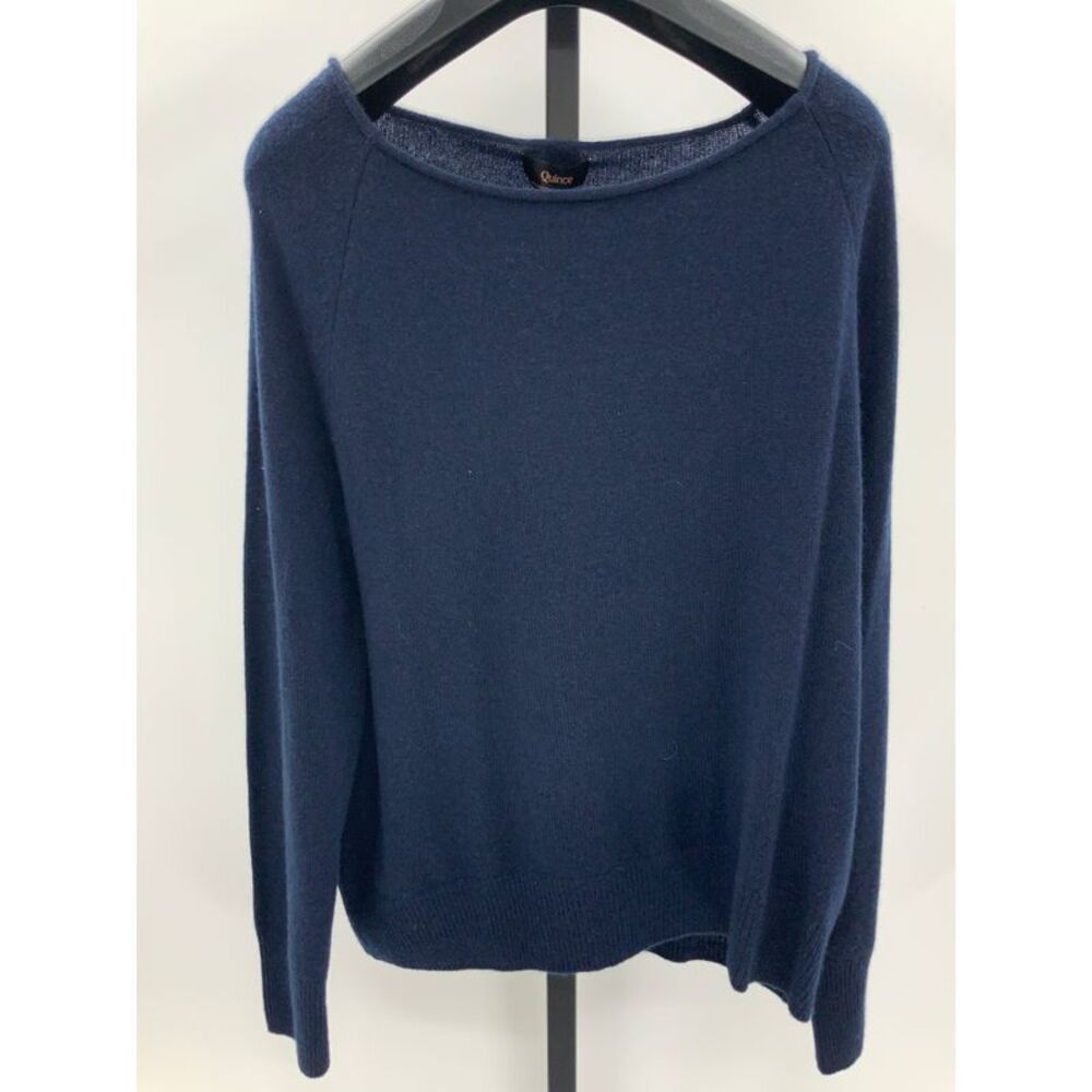 Quince Women Mongolian Cashmere Boatneck Sweater Sleeved Top Blue M - Picture 2 of 2